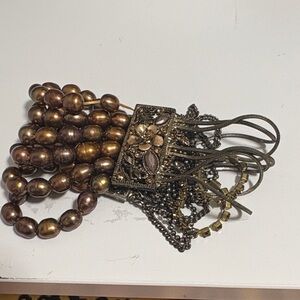 Vintage Style Beaded Necklace with Floral Clasp